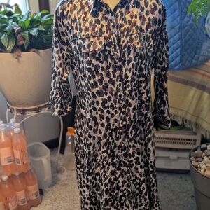 NWOT Emma & Michele Leopard Print Shirtwaist Dress Sz Med 12-14